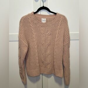 Hippie Rose Juniors Mixed Knit Chenille Sweater, Pale Blush, Juniors XL
